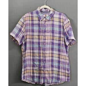 Urban Shores Surf Club Men’s Size L Purple Madras Plaid 100% Cotton Shirt